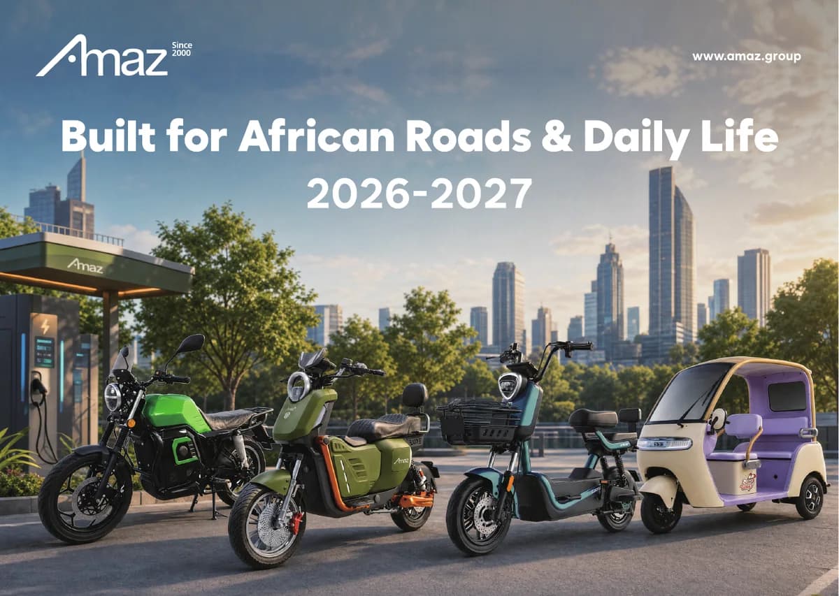Cover of the current AMAZ electric vehicle catalogue